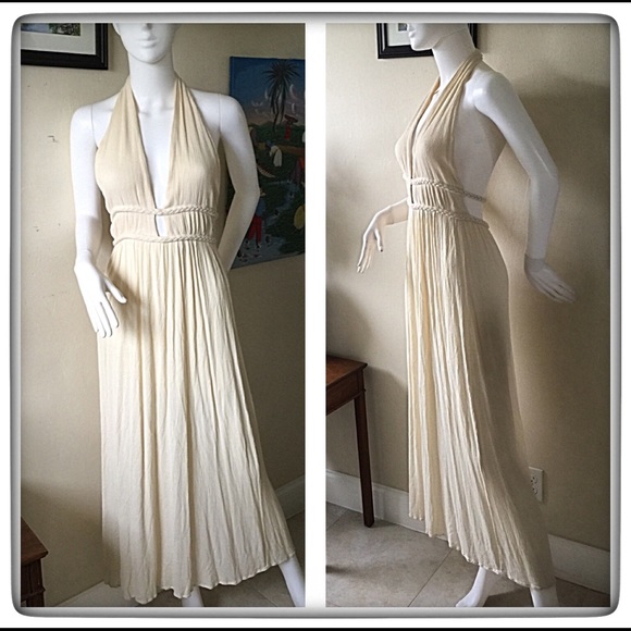 ILLA ILLA Dresses & Skirts - Illa Illa Ivory Gauze Halter Maxi Dress Medium